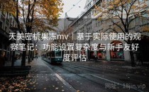 天美密桃果冻mv｜基于实际使用的观察笔记：功能设置复杂度与新手友好度评估